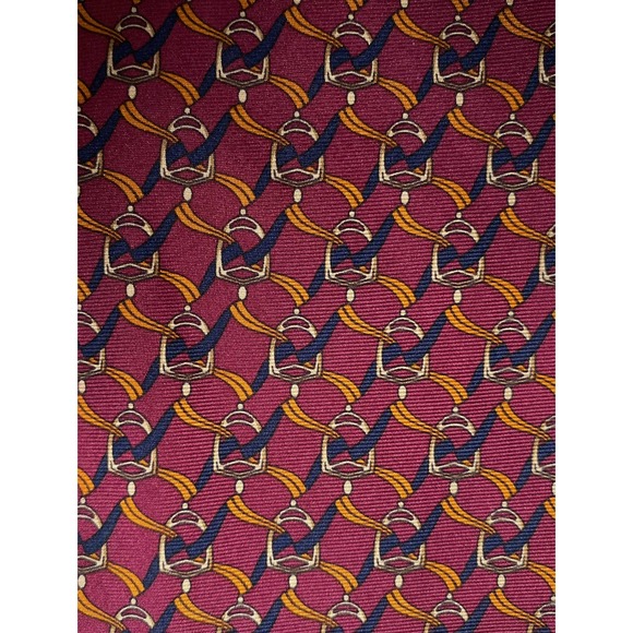Paolo Gucci Silk Equestrian Stirrup Pattern Tie - Picture 3 of 8